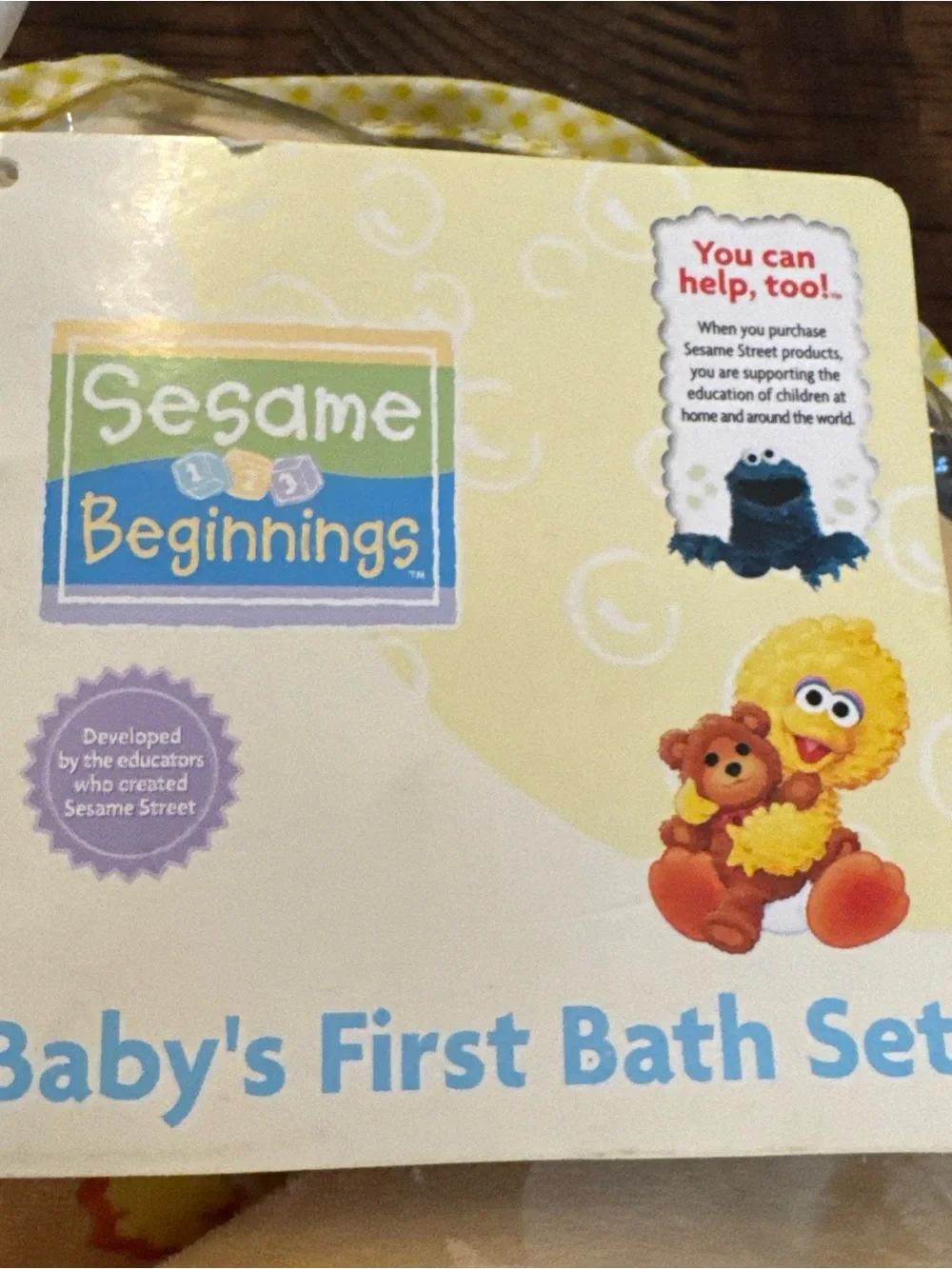 Big Bird Sesame Street Baby’s First Bath Set, Bath Robe & Slippers, Made in 2006